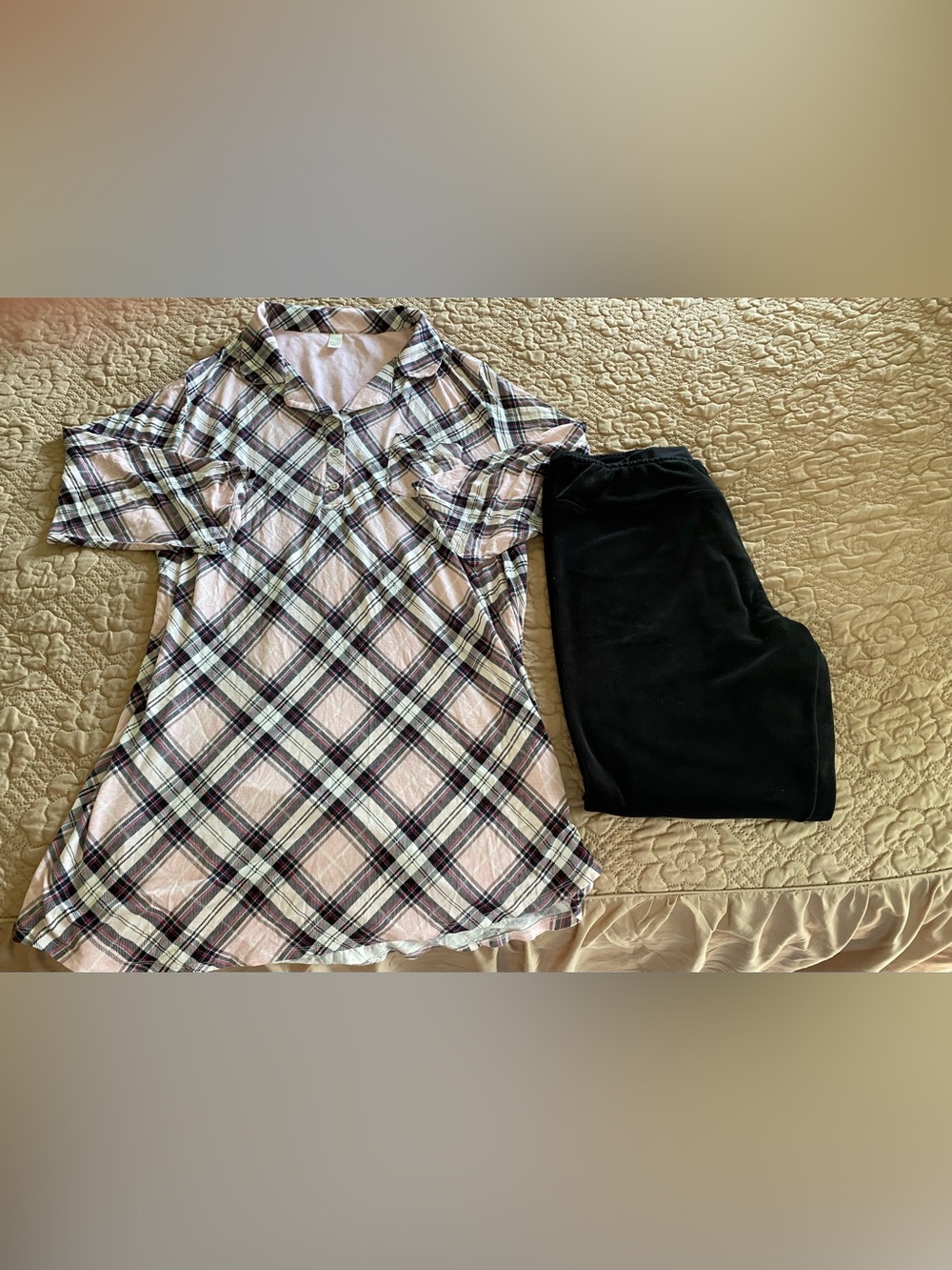 PJ shirt and velour pj pants